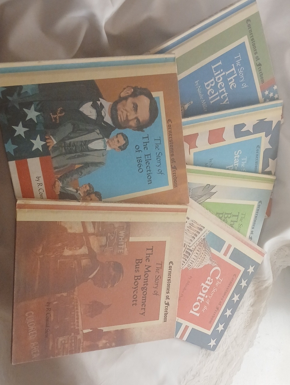 Vintage-style Patriotic Book Set - Blue, Red, Cream Covers